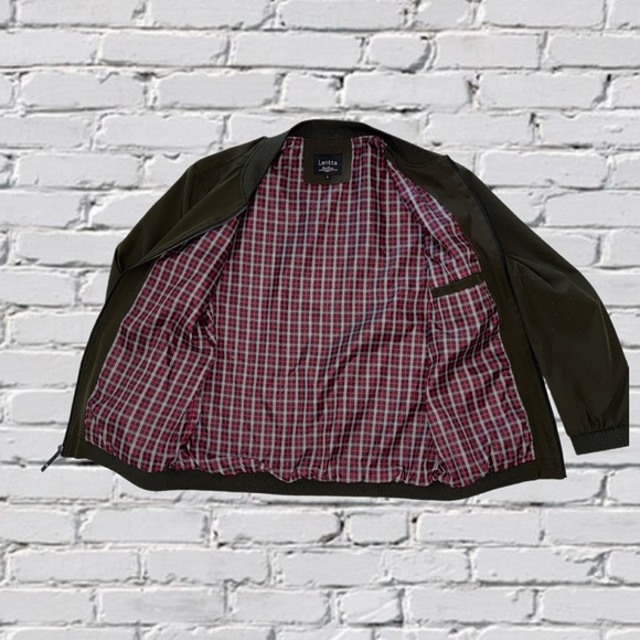 Lentta Plaid Lined Bomber Jacket Olive Green Zip-Up Men’s Large - Picture 10 of 11